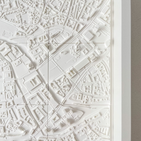 3D-Druck City Map mit Objektrahmen für Wandmontage