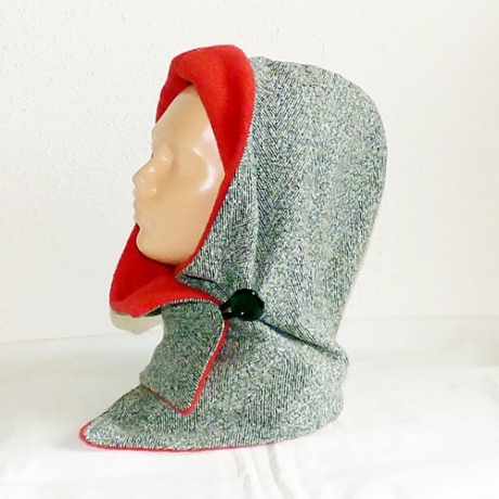 Kapuzenschal grau-meliert rot, Schal, Tücher, Kapuze, Kragen,