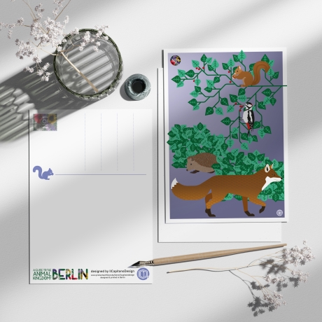 3 Postkarten Set A5 Animal Guide Berlin Grafikdesign Urban Nature