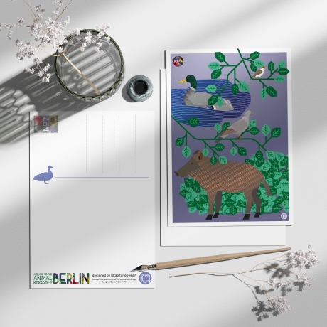 Postkarte A5 Animal Guide #2 Berlin Grafikdesign Urban Natur Tier