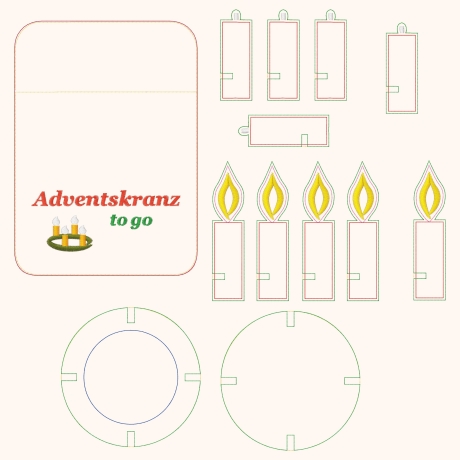 Stickdatei Adventskranz to go mit Kerzen zum Stecken stickdirwas
