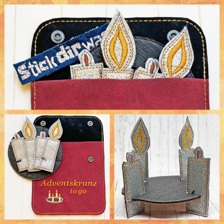 Stickdatei Adventskranz to go mit Kerzen zum Stecken stickdirwas