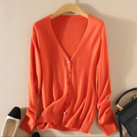 Damen-Feinstrickjäckchen Cashmere, orange, 36-38, AL 61