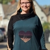Longpulli Longhoodie Leo petrol mit raffiniertem Kragen