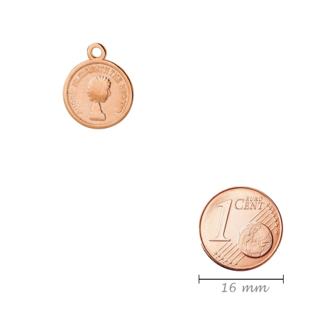 Zamak-Anhänger Münze rosegold 13mm 24K rose vergoldet