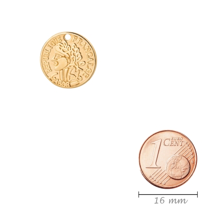 Zamak-Anhänger Münze gold 15mm 24K vergoldet