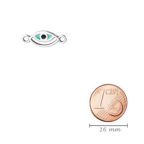 Zamak-Verbinder Evil Eye antik silber 13x7mm mit Emaille