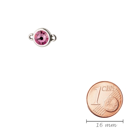 Verbinder 10mm mit Kristallstein Rose 7mm 999° versilbert