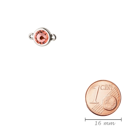 Verbinder 10mm mit Kristallstein Rose Peach 7mm 999° versilbert