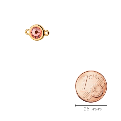 Verbinder 10mm mit Kristallstein Rose Peach 7mm 24K vergoldet