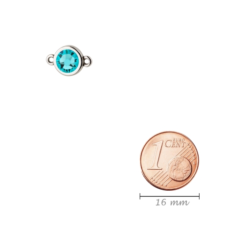 Verbinder 10mm mit Kristallstein Light Turquoise 7mm versilbert