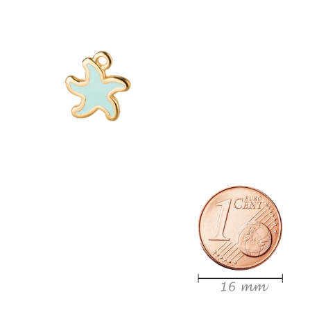 Zamak-Anhänger Seestern gold 12mm Emaille Helltürkis