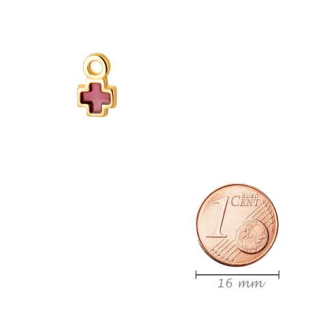 Mini-Anhänger Kreuz gold 7,5mm Emaille Rot
