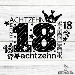 Zahl Achtzehn Plotterdatei SVG DXF