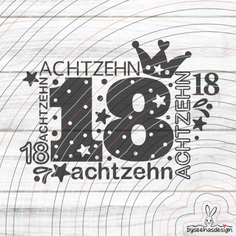 Zahl Achtzehn Plotterdatei SVG DXF
