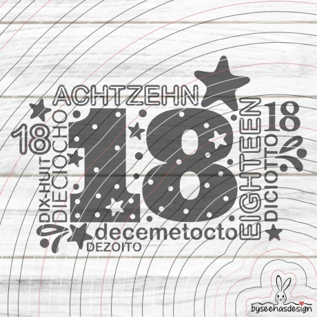 Achtzehn Plotterdatei SVG DXF