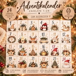 Adventskalender DIY–24 Weihnachtsmotive PDF | DIY Druckvorlage