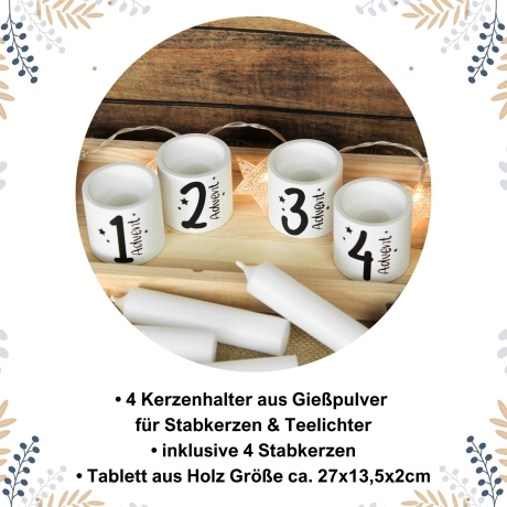 Adventskranz mit Kerzenhaltern & Holztablett | Weihnachten