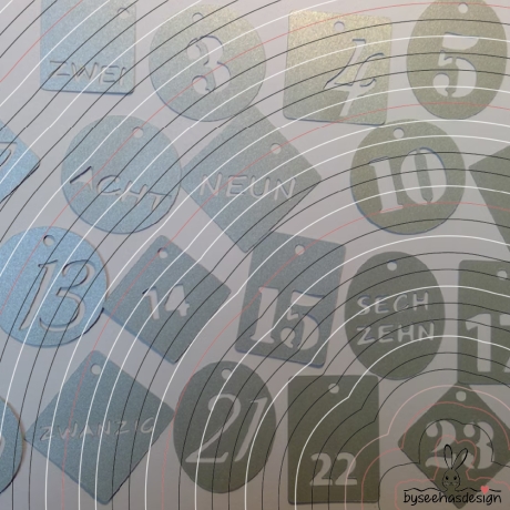 Adventszahlen 1-24 Plotterdatei SVG DXF 