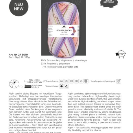 Pro Lana Alpin Stretch 4-fäd. Sockenwolle 100g 