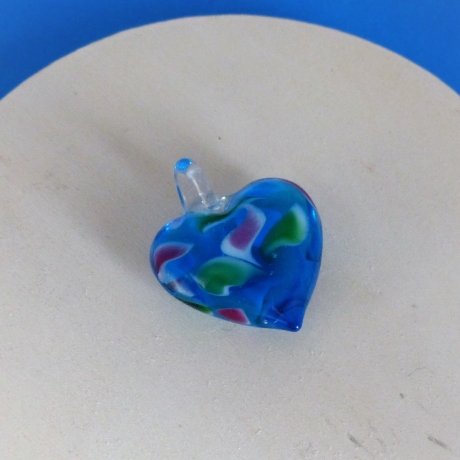 Glasherz türkisblau 3D Anhänger Kettenanhän8ger Glas Herz