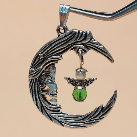 Ketten-Anhänger Glücksengel Halbmond mit Gesicht Schmuckanhänger