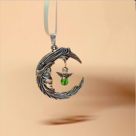 Ketten-Anhänger Glücksengel Halbmond mit Gesicht Schmuckanhänger