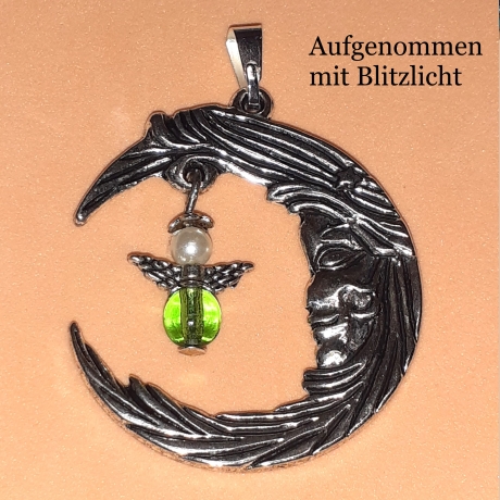 Ketten-Anhänger Glücksengel Halbmond mit Gesicht Schmuckanhänger
