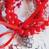 Perlenarmband♥3-reihig♥Rot mit Herzanhänger♥von Hobbyhaus