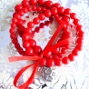 Perlenarmband♥3-reihig♥Rot mit Herzanhänger♥von Hobbyhaus