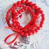 Perlenarmband♥3-reihig♥Rot mit Herzanhänger♥von Hobbyhaus