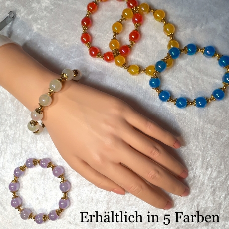 Armband große Größe bis 21cm Perlenschmuck Blau-Gold elegant