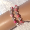 Kinder-Armband Doppel-Schmuck-Set Perlen gefädelt, Rosa-Pink