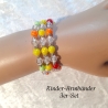 Kinder-Armband 3er Schmuck-Set Perlen gefädelt, Gelb-Bunt