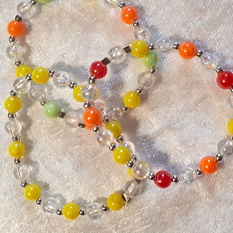 Kinder-Armband 3er Schmuck-Set Perlen gefädelt, Gelb-Bunt