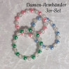 Armband Armbänder 3er-Set große Größe bis 17cm Perlenschmuck 