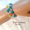 Kinder-Armband 3er Schmuck-Set Perlen gefädelt, Grün-Bunt