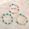 Kinder-Armband 3er Schmuck-Set Perlen gefädelt, Grün-Bunt