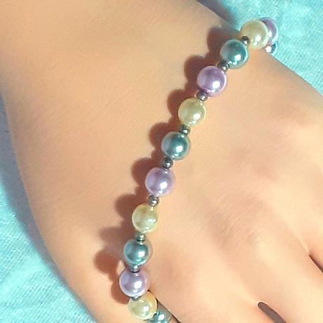 Perlen-Armband Schmuck für Jugendlichen & Erwachsene dreifarbig