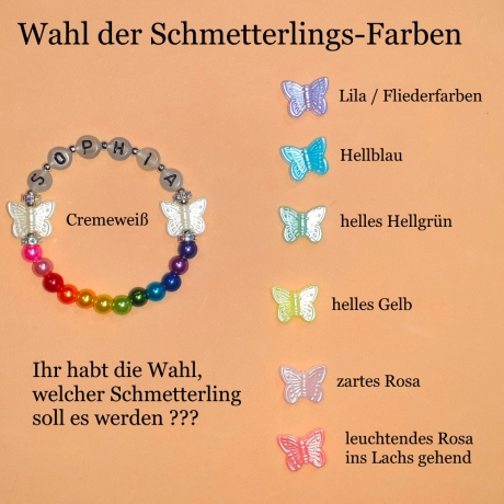Kinder-Armband Kinder-Schmuck Wunschname Schmetterling Armreifen