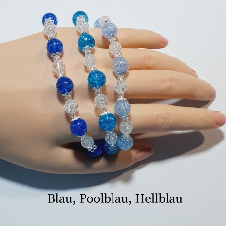 Armband große Größe bis 21 cm Perlenschmuck Hellblau elegant