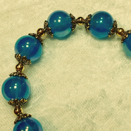 Armband große Größe bis 21cm Perlenschmuck Blau-Gold elegant