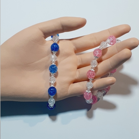 Armband große Größe bis 21 cm Perlenschmuck Blau-Silber elegant