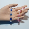 Armband große Größe bis 21 cm Perlenschmuck Blau-Silber elegant
