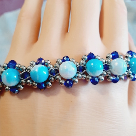 Armband Farbverlauf Blau Schmuck für Jugendlichen & Erwachsene XL