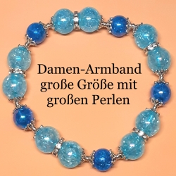 Armband große Größe bis 21-23 cm Perlenschmuck Blau elegant