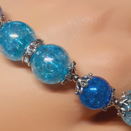 Armband große Größe bis 21-23 cm Perlenschmuck Blau elegant