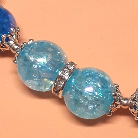 Armband große Größe bis 21-23 cm Perlenschmuck Blau elegant