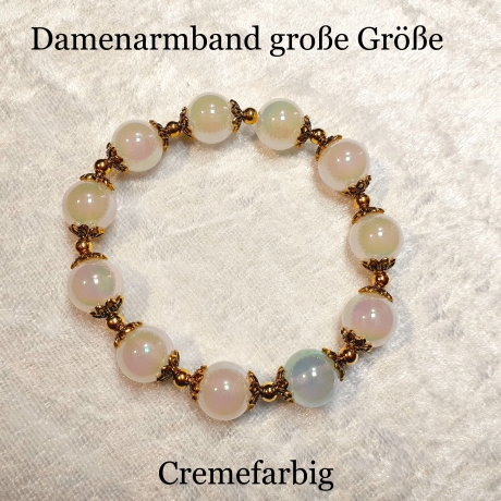 Armband große Größe bis 21cm Perlenschmuck Creme-Gold elegant