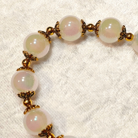 Armband große Größe bis 21cm Perlenschmuck Creme-Gold elegant